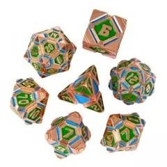 7pcs Dice Metal Alien Ship Green Blue Copper