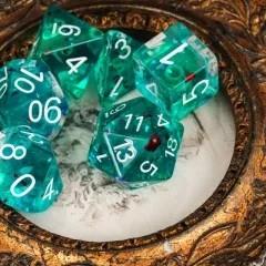 7pcs Dice Resin Swirl White Font Clear Blue Multicolour