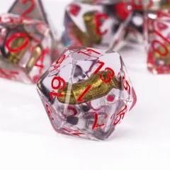 7pcs Dice Resin Filled Red Font Bullet Clear
