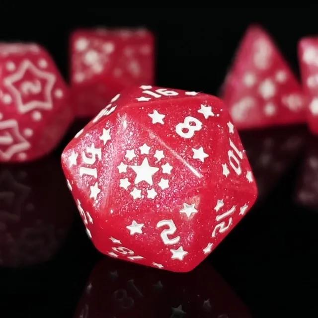 7pcs Dice Acrylic Pattern Stars Gold Font Pink