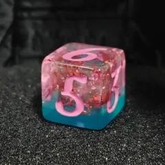 7pcs Dice Resin Glitter Pink Font Pink Blue