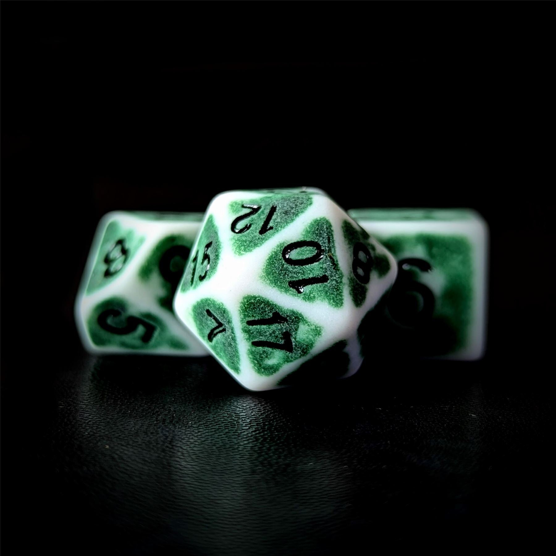 Washed Green on White Acrylic - 7pcs RPG Full Dice Set