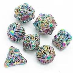 7pcs Dice Metal Hollow Octopus Red Font Rainbow