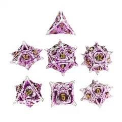 7pcs Dice Metal Hollow Monster Teeth Gold Font Silver Magenta