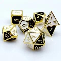 7pcs Dice Metal Enamel Gold Black White