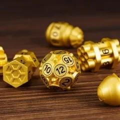7pcs Dice Metal Bomb Black Font Gold