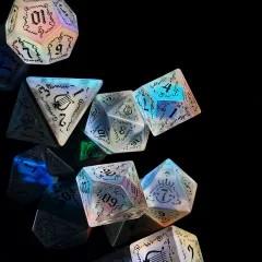7pcs Dice Gem Frosted Glass Black Font Cracked Music Prism