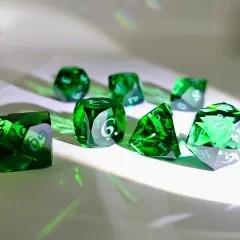7pcs Dice Gem Glass Facet Green Font Green (HS)