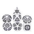 7pcs Dice Resin Pattern Dwarven Frame Black Font White