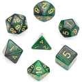 Glitter in Black & Green Acrylic - 7pcs RPG Full Dice Set