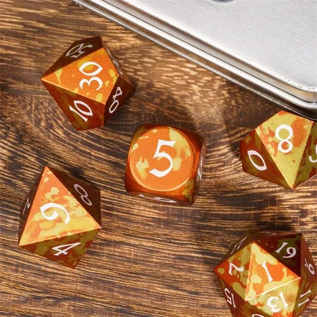 7pcs RPG Dice Set - Orange & Yellow Anodized Aluminium
