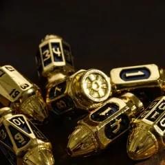 7pcs Dice Metal Bullet Gold Black