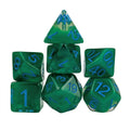Green Swirl in Clear Resin - 7pcs RPG Full Dice Set