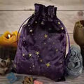 Dice Storage Bag Velvet Stars Large Purple