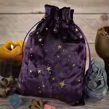 Dice Storage Bag Velvet Stars Large Purple