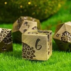 Lotus Flower in Bronze Metal - 7pcs RPG Dice Set
