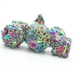 7pcs Dice Metal Hollow Octopus Red Font Rainbow