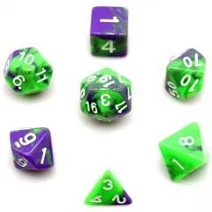 7pcs Dice Acrylic Blend White Font Purple Green