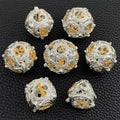 7pcs Dice Metal Hollow Circle Dragon Orange Font Silver