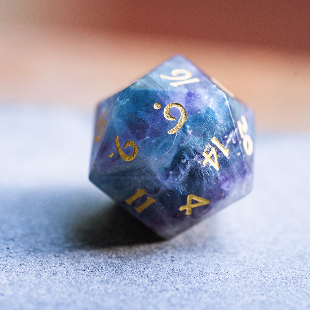 7pcs Dice Gem Stone Fluorite Purple