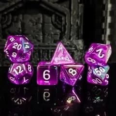 7pcs Dice Acrylic Metallic Clear Purple