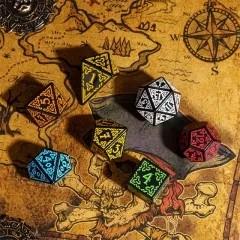Orange Celtic Knot on Black Acrylic - 7pcs RPG Full Dice Set