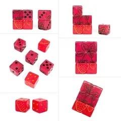 6pcs D6 Dice Resin Strawberry Green Gold Font Pink