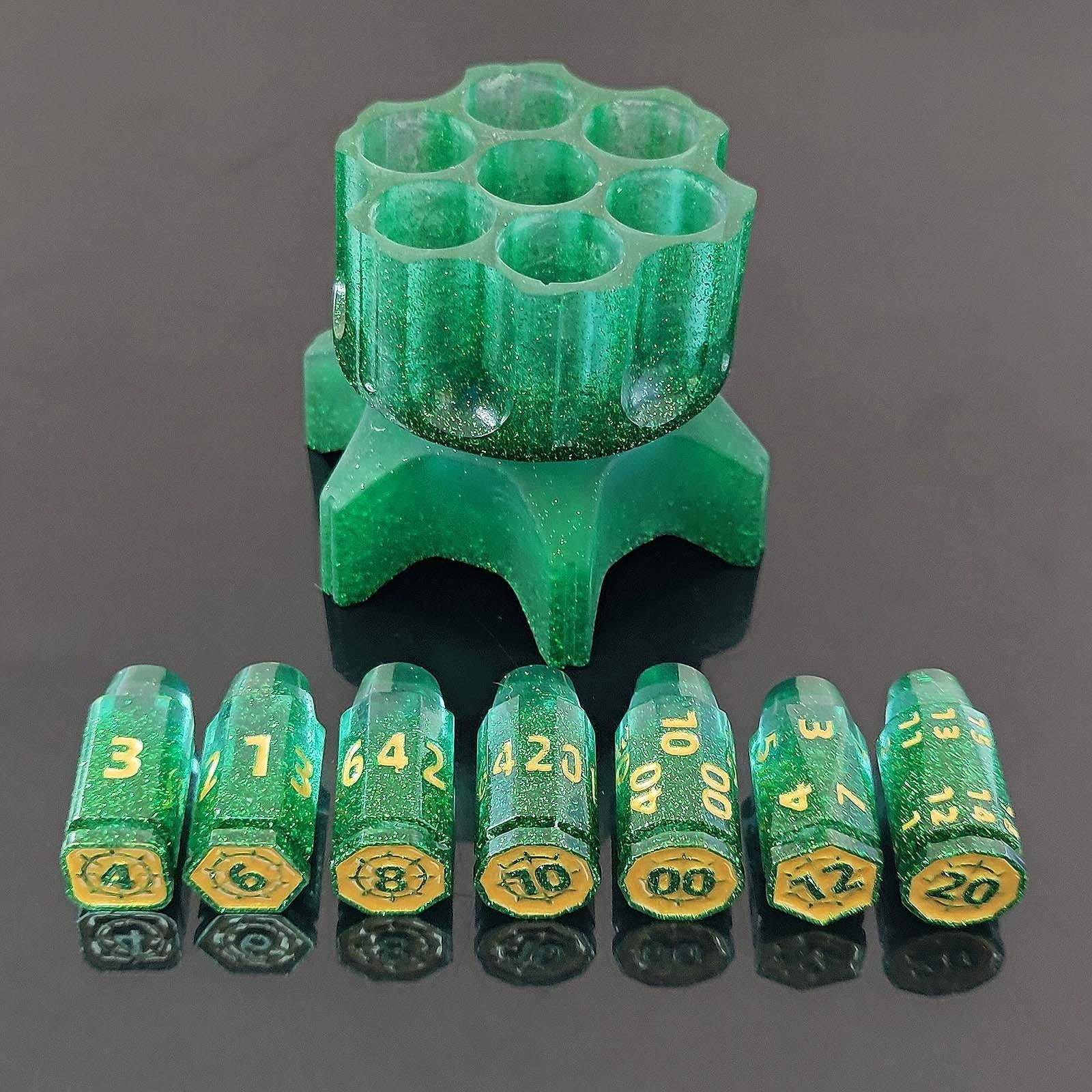 Dice Resin Spinner Six Shooter Green