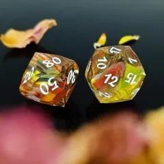7pcs Dice Gem Glass Facet Ribbon White Font Rainbow Clear