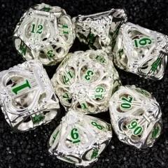 7pcs Dice Metal Hollow Lute Green Font Silver