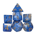 Royal Blue Swirl in Clear Resin - 7pcs RPG Full Dice Set