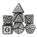 White Vines on Black Acrylic - 7pcs RPG Full Dice Set