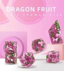 7pcs Dice Resin Filled Green Font Purple Fruit Clear