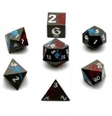 Red and Blue in Nickel Metal - 7pcs RPG Dice Set