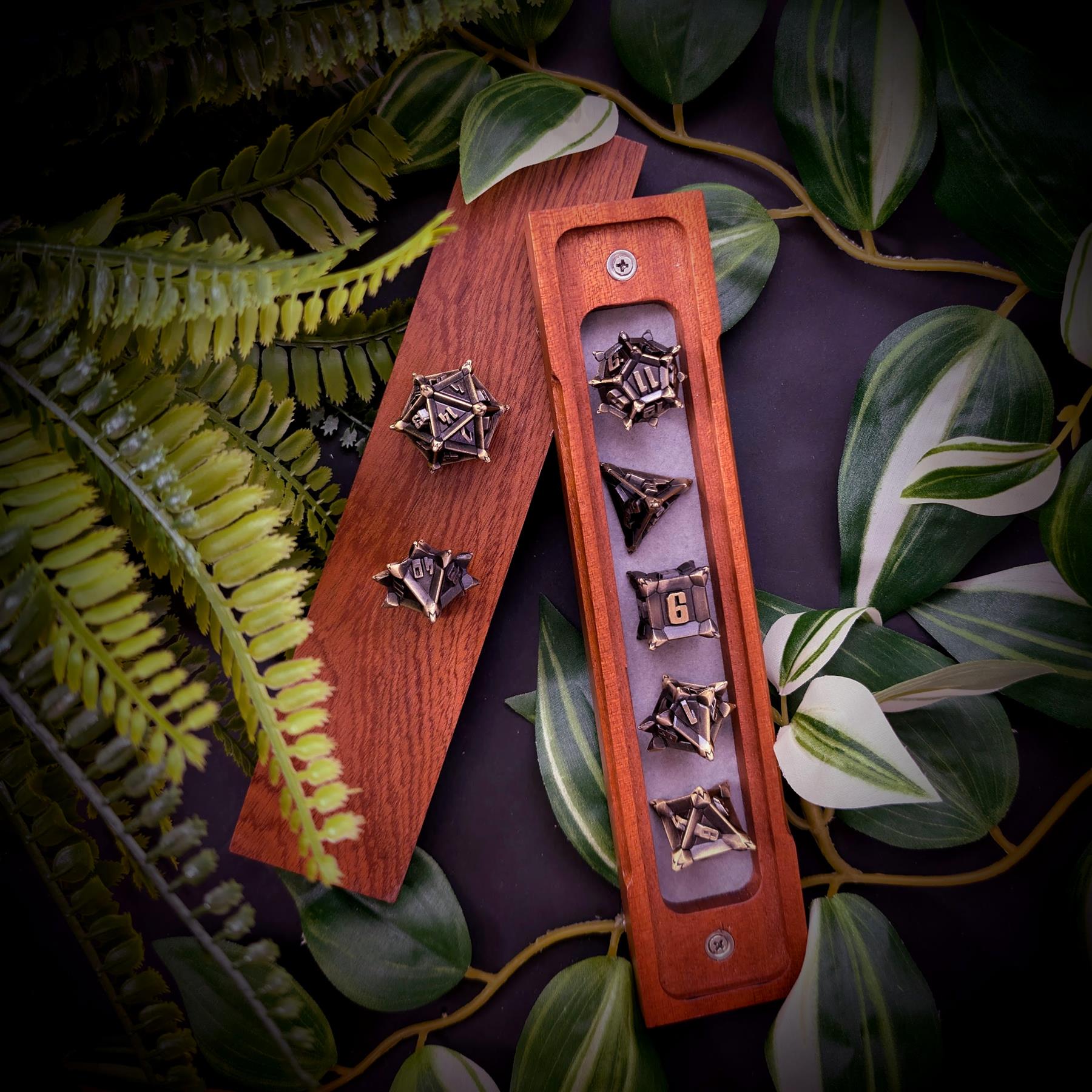 7pcs RPG Dice Set - Spiky Bronze Metal