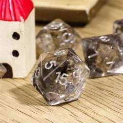 Black Swirl in Clear Resin - 7pcs RPG Full Dice Set