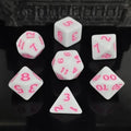 7pcs Dice Acrylic Blend Pink Font Solid White