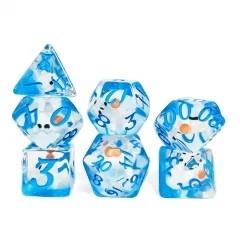 7pcs Dice Resin Filled Blue Font Dolphin Blue Clear