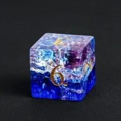 7pcs Dice Gem Glass Gold Font Cracked Blue (UD)