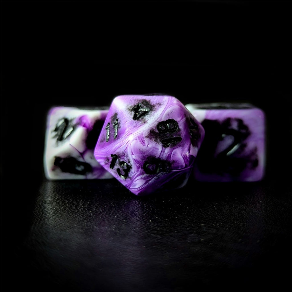Washed Purple on White Acrylic - 7pcs RPG Full Dice Set