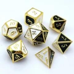 7pcs Dice Metal Enamel Gold Black White