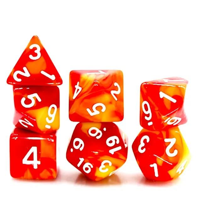 7pcs Dice Acrylic Blend White Font Yellow Red
