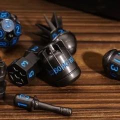 7pcs Dice Metal Bomb Blue Font Nickel