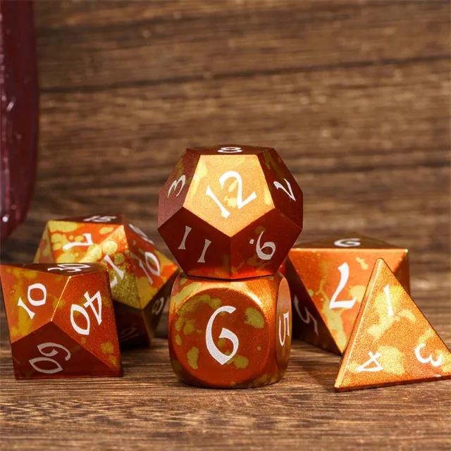 7pcs RPG Dice Set - Orange & Yellow Anodized Aluminium