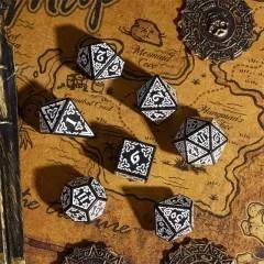 White Celtic Knot on Black Acrylic - 7pcs RPG Full Dice Set