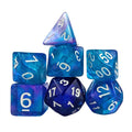 Glitter in Blue & Cyan Acrylic - 7pcs RPG Full Dice Set