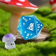 7pcs Dice Gem Stone Cat Eye Mushroom White Font Blue