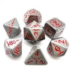 Red Sword in Nickel Silver Metal - 7pcs RPG Dice Set