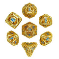 7pcs Dice Metal Hollow Lute Blue Font Gold
