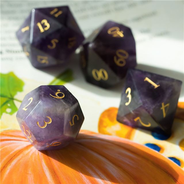 Purple Agate Gemstone - 7pcs RPG Dice Set